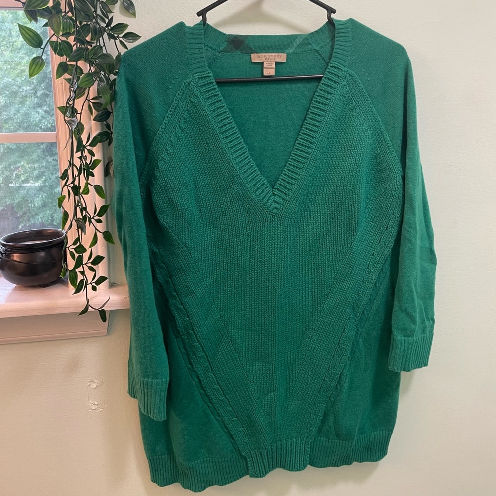 Burberry V-neck Green Sweater
